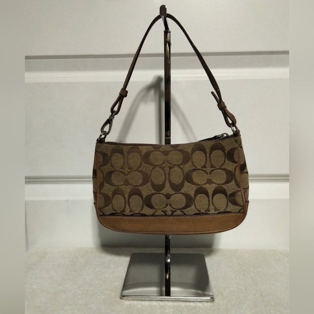 Authentic Coach Vintage Signature Brown & Tan Shoulder Bag